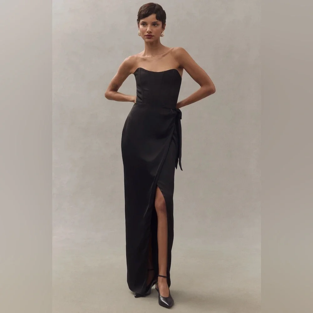 V Chapman The June Corset Black Front Slit Gown Dress Size 16 FLAWED FLAWED
